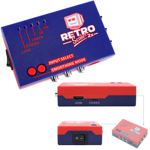 RetroScaler2X HDMI-konverterer til NES, SNES, N64, NGC, PS2, XBOX, SEGA, DC Blå Rød