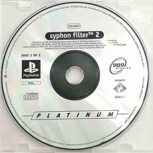Erstatningsdisk: Syphon Filter 2 [PS1] (Brukt) Disk 1 (Platinum) [A-]