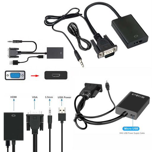 VGA til HDMI-adapter med Audio-Jack
