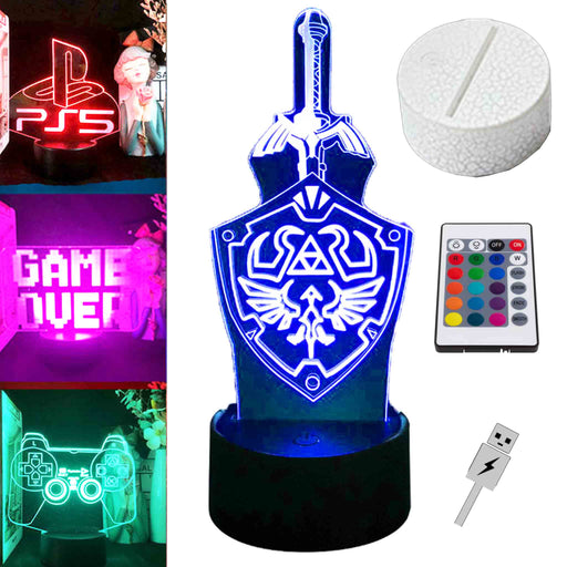 3D LED-lamper med spillmotiv: PlayStation | Zelda | Mario | Fortnite | Roblox