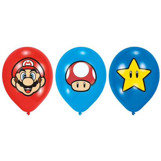 Partydekorasjon: Super Mario ballonger i latex (6 stk)