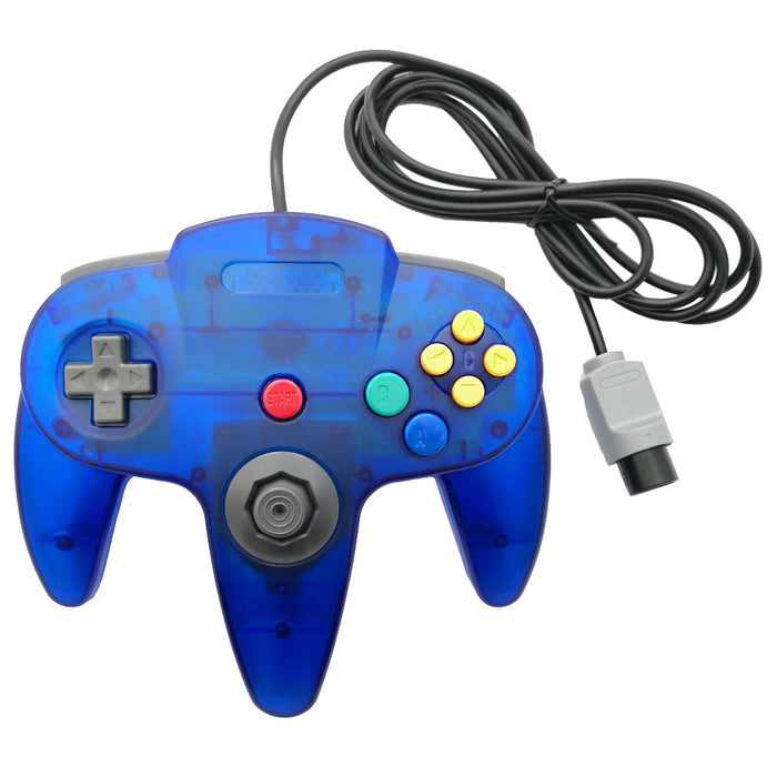 Kontroll til Nintendo 64 - Farget N64-kontroller gjennomsiktig (tredjepart) Blå