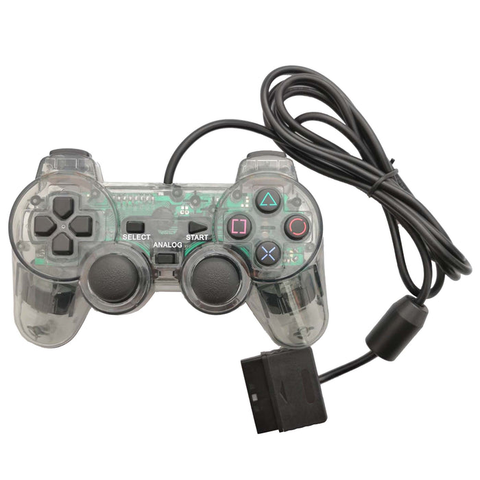 Kontroll til PlayStation 2 - Farget PS2/PS1 kontroller gjennomsiktig (tredjepart) Svart