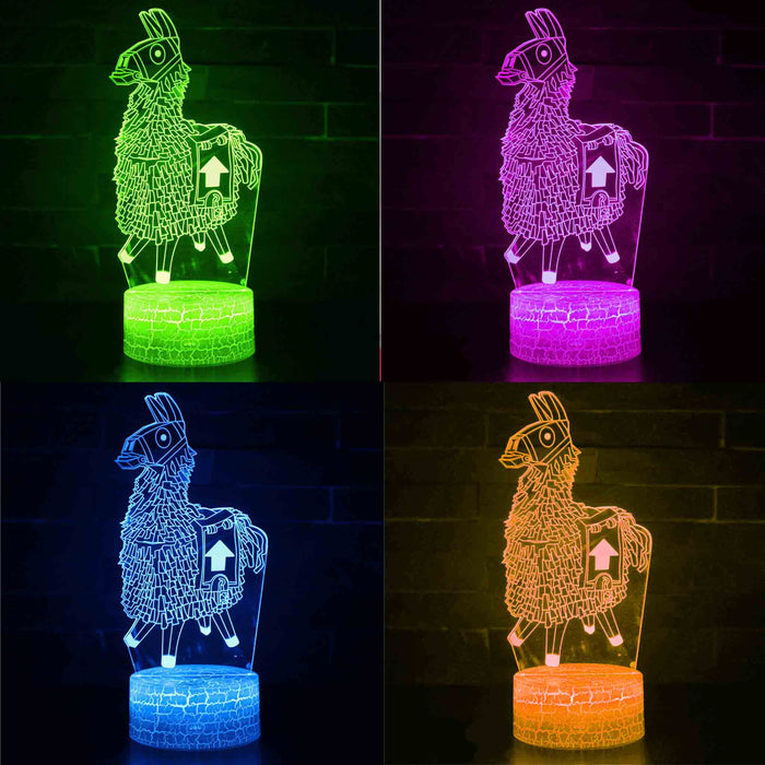 3D LED-lamper med spillmotiv: PlayStation | Zelda | Mario | Fortnite | Roblox Fortnite Loot Llama