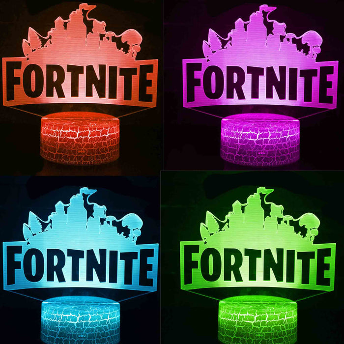 3D LED-lamper med spillmotiv: PlayStation | Zelda | Mario | Fortnite | Roblox Fortnite-logo