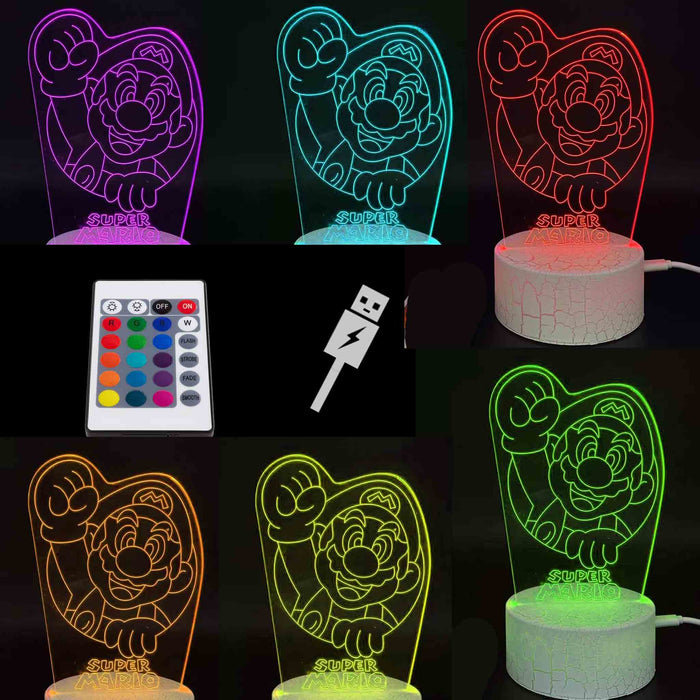 3D LED-lamper med spillmotiv: PlayStation | Zelda | Mario | Fortnite | Roblox Super Mario