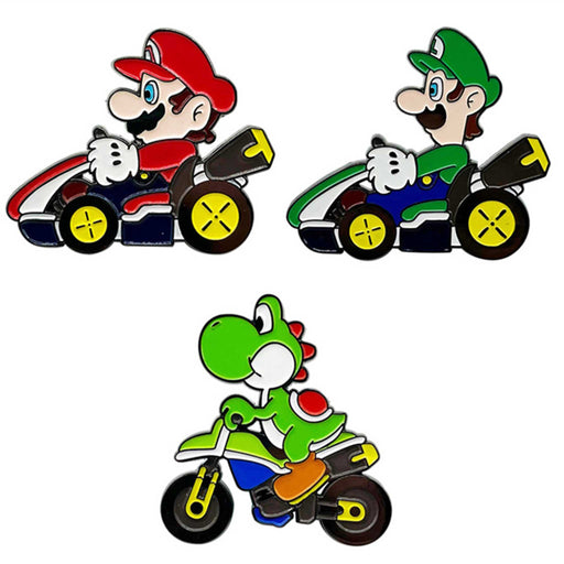 Pins: Mario Kart - Pins-sett Mario Luigi og Yoshi i metall - Gamingsjappa.no