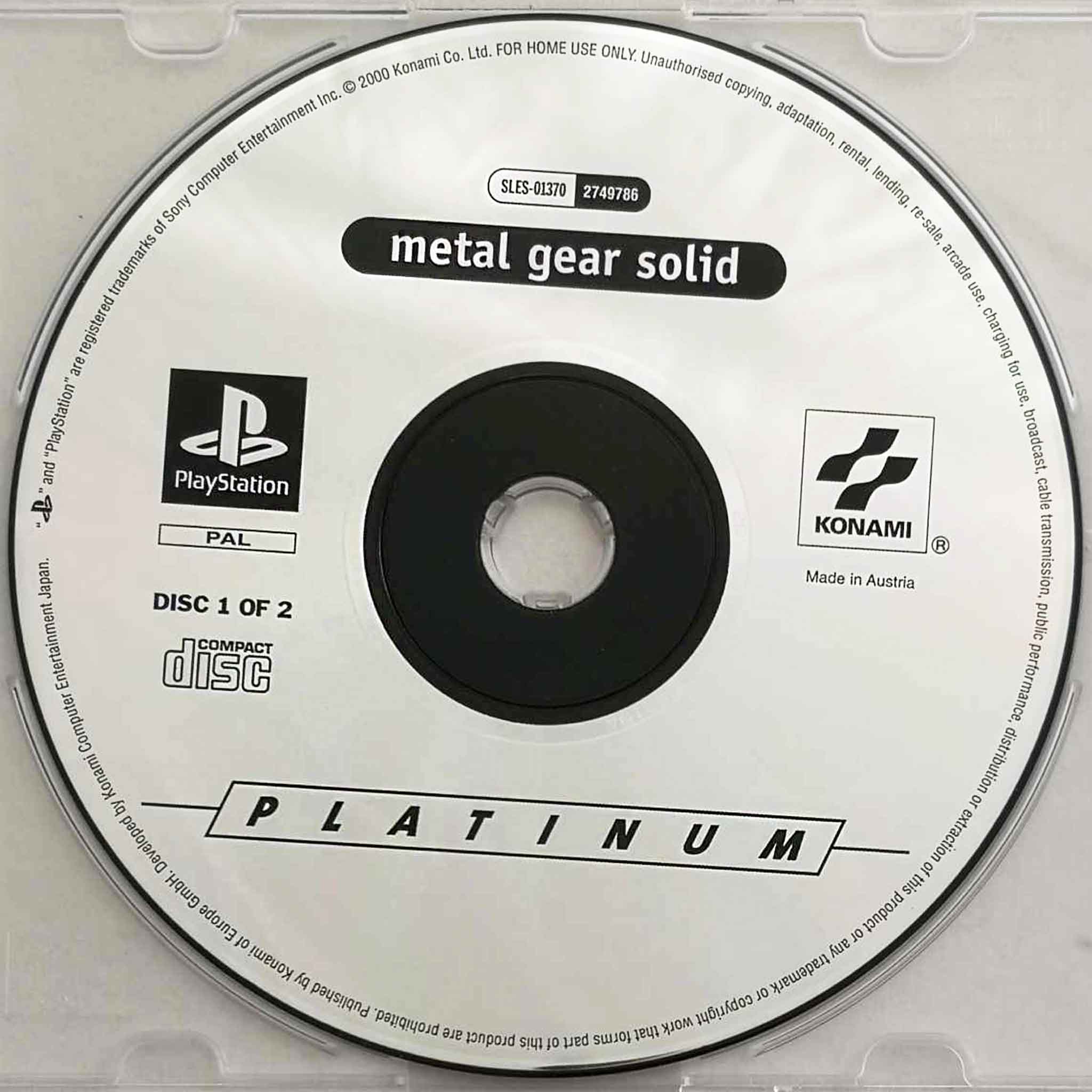 metal gear solid disc 1 Erstatningsdisk: Metal Gear Solid [PS1] (Brukt)