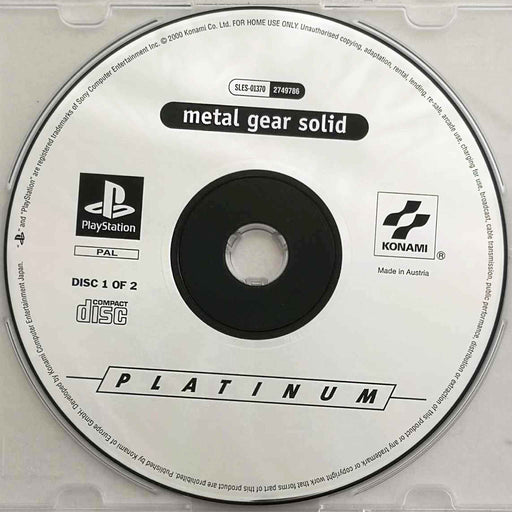 Erstatningsdisk: Metal Gear Solid [PS1] (Brukt) Disk 1 (Platinum) [B+]