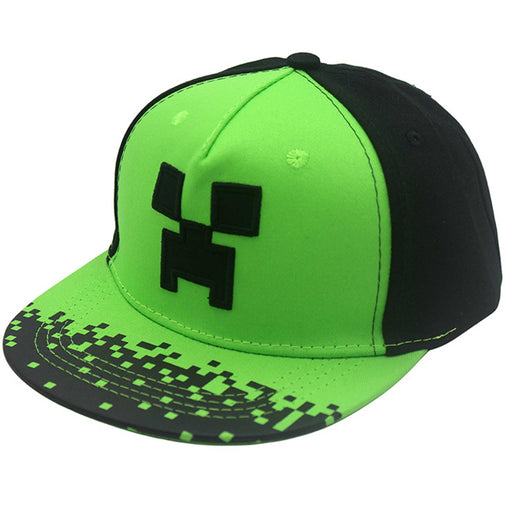 Caps: Minecraft - Grønn og svart Pixel Creeper-fjes (barnestørrelse)