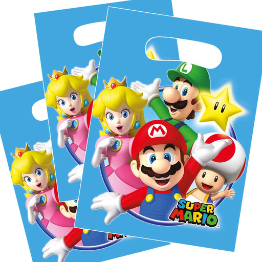 Partybag: Nintendo - Godteposer med motiv av Mario, Luigi, Peach og Toad til burdag (8 stk) - Gamingsjappa.no