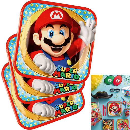 Bursdagsservise: Nintendo - Super Mario-papptallerken til Mario-burdagen (8 stk)