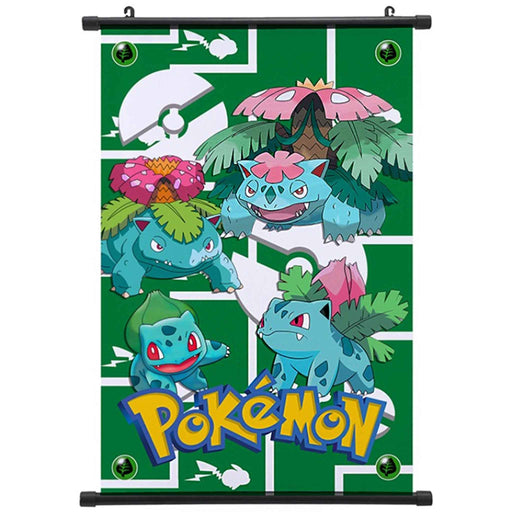 Tøyplakat: Pokémon - Bulbasaurs utviklinger | Wall Scroll - Gamingsjappa.no