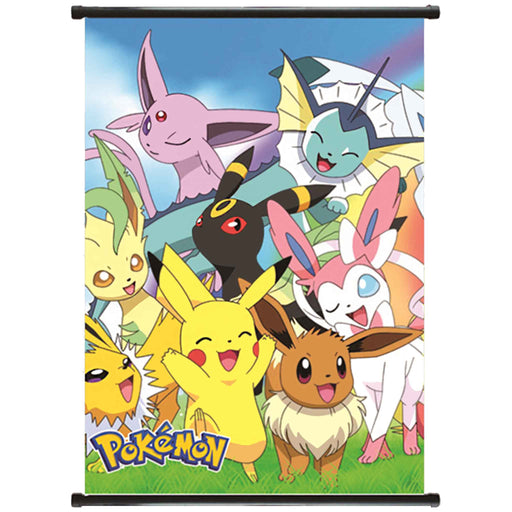 Tøyplakat: Pokémon - Pikachu og Eevee-familien | Wall Scroll