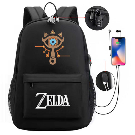 Ryggsekk: The Legend of Zelda - Sheikah Crest | USB- og hodetelefonuttak + kodelås