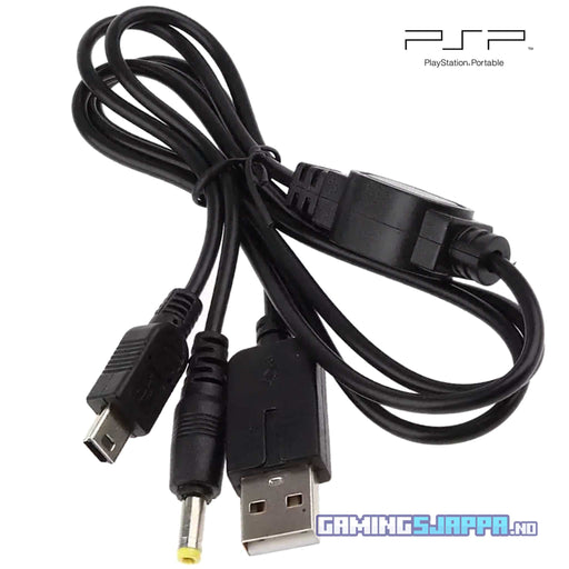 2-i-1 USB-lade og data kabel for PSP 1000, 2000 og 3000  (tredjepart) Gamingsjappa.no