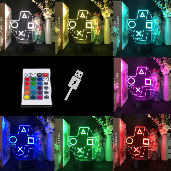 3D LED-lamper med spillmotiv: PlayStation | Zelda | Mario | Fortnite PlayStation-symboler