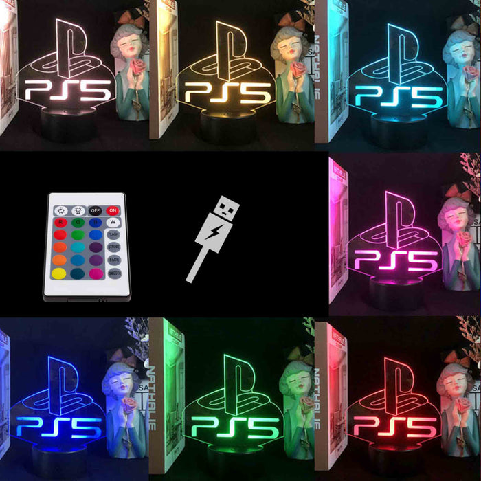 3D LED-lamper med spillmotiv: PlayStation | Zelda | Mario | Fortnite PlayStation 5-logo