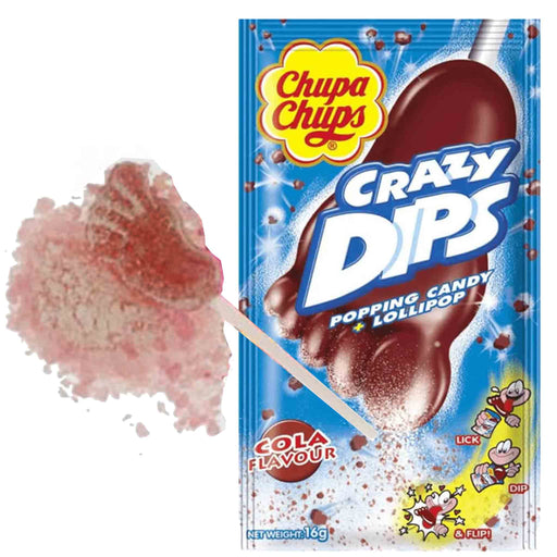 Godteri: Chupa Chups Crazy Dips - Slikkepinne og bruspulver med colasmak [14g]
