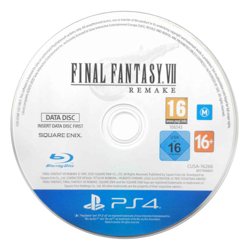 Erstatningsdisk: Final Fantasy VII Remake Data Disc [PS4] (Brukt) Gamingsjappa.no