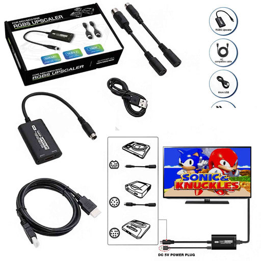 HDMI Upscaler-adapter til Sega Mega Drive 1, 2 og SNK Neo Geo AES/CD (1080p)