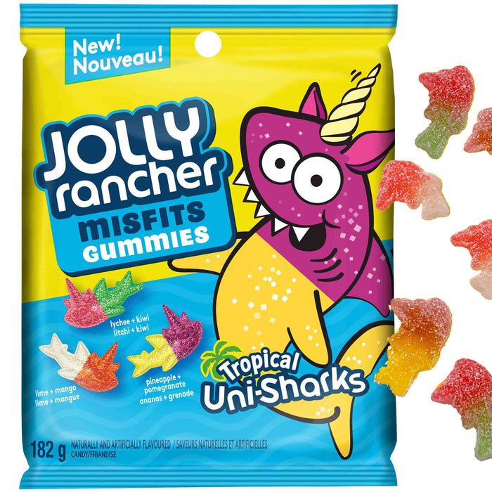 Gummi: Jolly Rancher Misfits - Tropical Unisharks - Sure gummifigurer [182g] (Hershey) Gamingsjappa.no