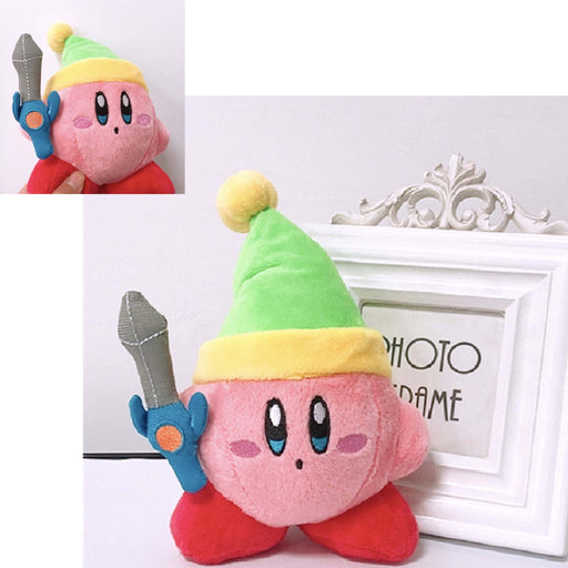 Plushbamse: Kirby med sverd og Link-lue (20cm) Gamingsjappa.no