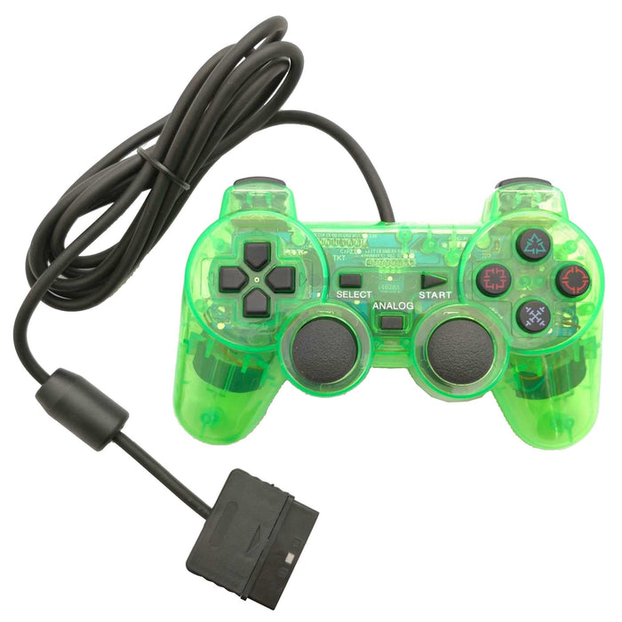 Kontroll til PlayStation 2 - Farget PS2/PS1 kontroller gjennomsiktig (tredjepart) Grønn