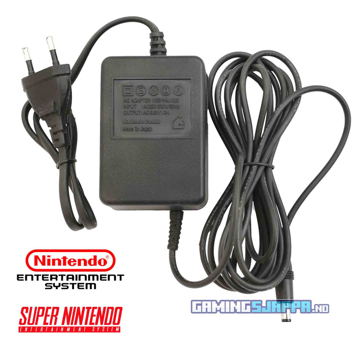 Original strømadapter til Nintendo NES/SNES (Brukt)