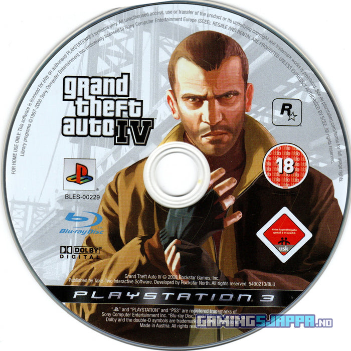 Erstatningsdisk: Grand Theft Auto IV [PS3] (Brukt)