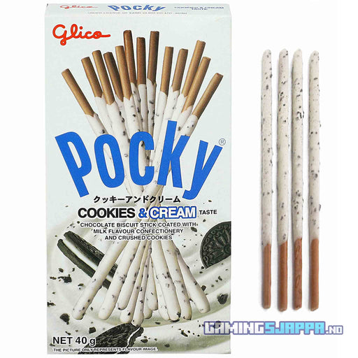 Kjeks: Pocky-kjekspinner med Cookies & Cream-trekk [40g] (Glico) Gamingsjappa.no