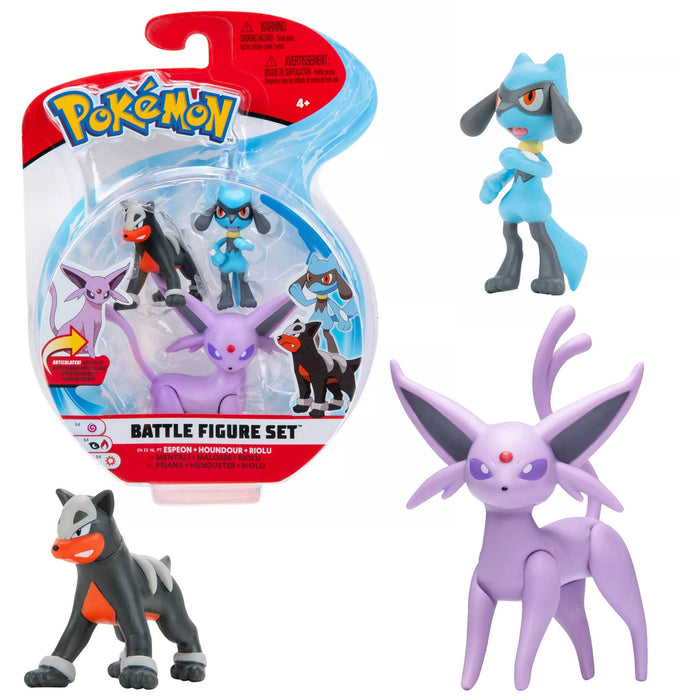 Figur: Pokemon Battle - Riolu, Houndour & Espeon 3 pakk figursett - 5 til 8 cm høye