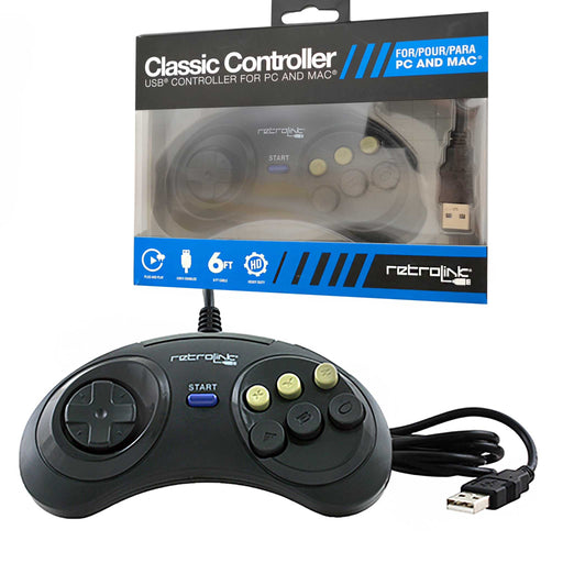 Retrolink USB-PC-kontroller i Mega Drive-/Genesis-stil fra Retro-Bit Gamingsjappa.no