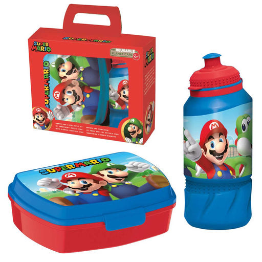 Drikkeflaske: Super Mario rød matboks og drikkeflaske i sett Gamingsjappa.no