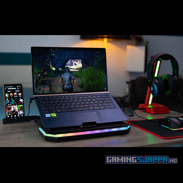 Laptopstand: SureFire Portus X1 med RGB-lys