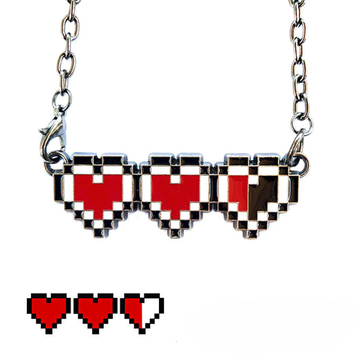 Halskjede: The Legend of Zelda - Hjertemåler Pixel Hearts-smykke Gamingsjappa.no