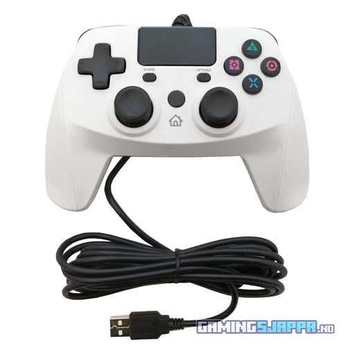 USB-kontroller til PlayStation 4 og PC med kabel (tredjepart) Hvit