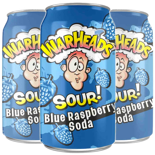 Brus: Warheads Sour! bringebærsmak (Blue Raspberry) [355ml] Gamingsjappa.no
